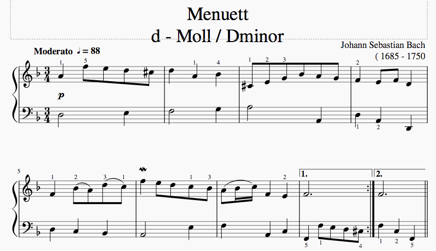 Menuett  d - Moll / Dminor